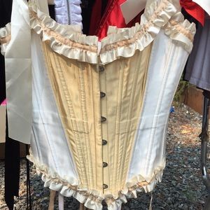 Corset. Boned. Lace up back. Stocking straps